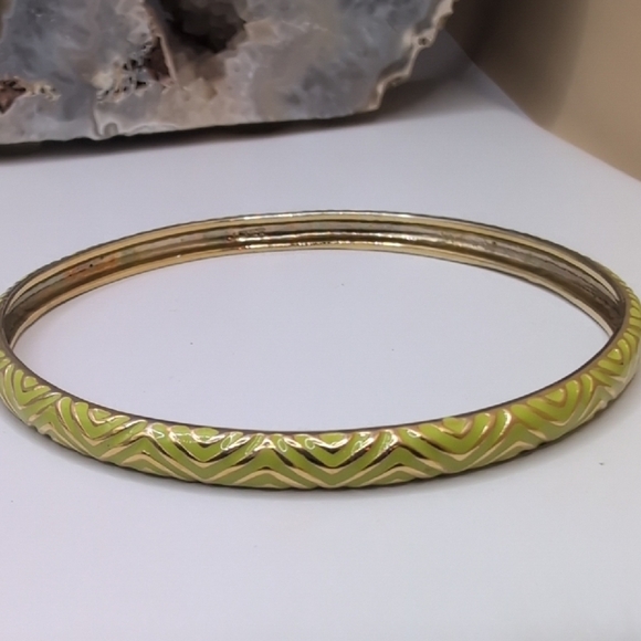 J. Crew Gold and Yellow Chevron Bangle Bracelet - Picture 1 of 6